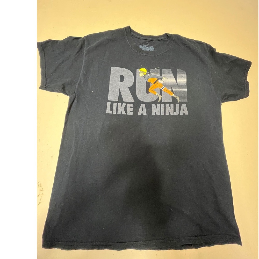Naruto Shippuden Run Like A Ninja Graphic T-Shirt Mens L Black‎ Ripple Junction